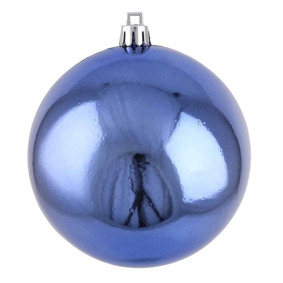 BOULE DE NOËL BLEU ACIER FINI BRILLANT 90MM (3.5 PO) - Créations Festives