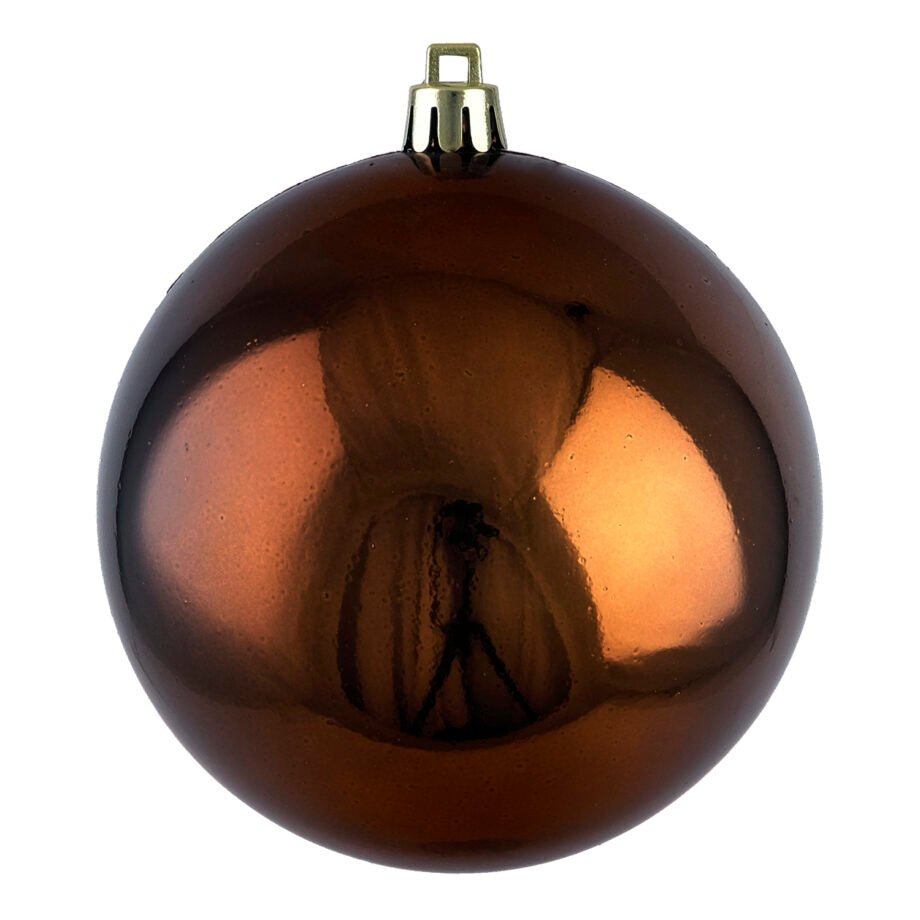 BOULE DE NOËL COULEUR CUIVRE AU FINI BRILLANT 90 MM (3.5 PO) - Créations Festives