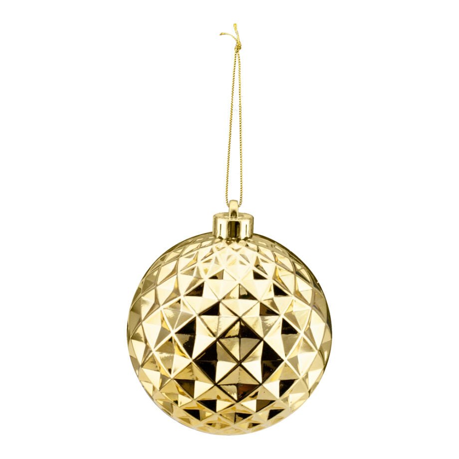 BOULE DE NOËL DORÉ COUPE DIAMANTS FINI BRILLANT 120 MM (4.7 PO) - Créations Festives