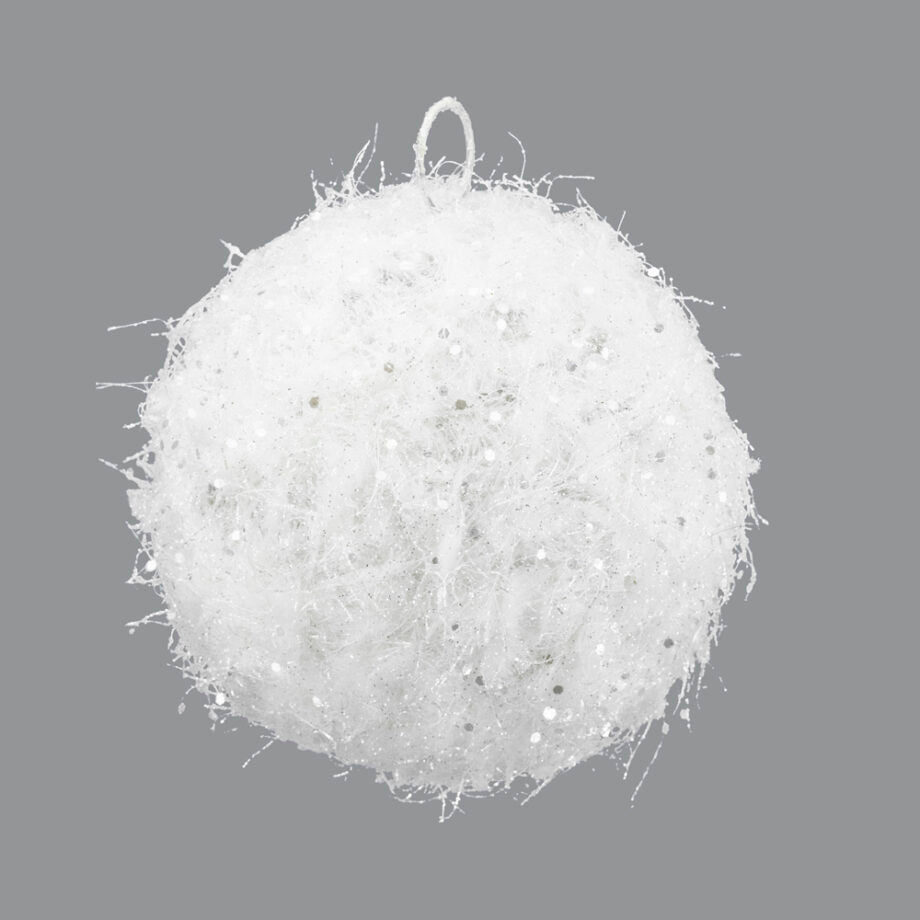 BOULE DE NOËL EN FIL MÉTALLIQUE/NEIGE BLANC SCINTILLANT 127 MM (5 PO) - Créations Festives