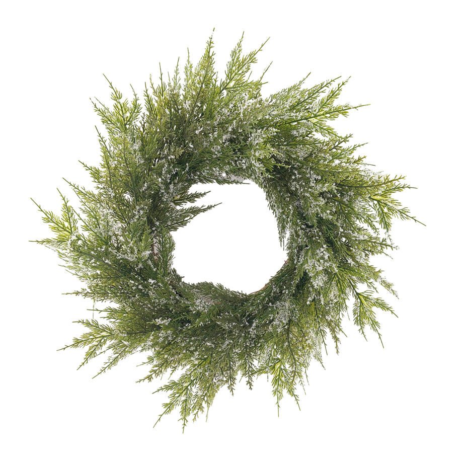 COURONNE DE NOËL CÈDRE VERT GIVRÉ DE NEIGE 61 CM (24 PO) - Créations Festives