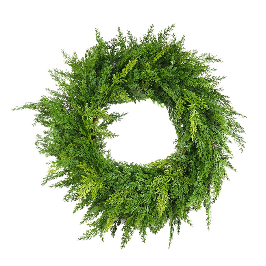 COURONNE DE NOËL CÈDRE VERT TEXTURE RÉALISTE 61 CM (24 PO) - Créations Festives