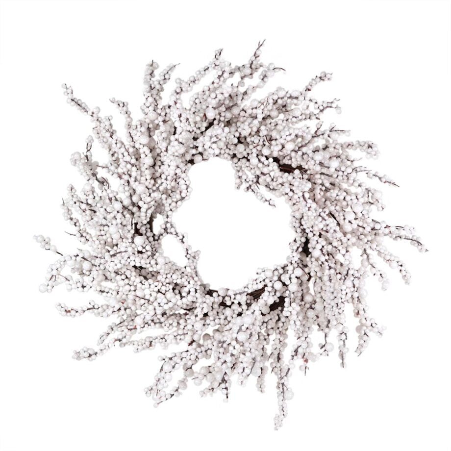COURONNE DE NOËL PETITS FRUITS BLANCS 50 CM (20 PO) - Créations Festives