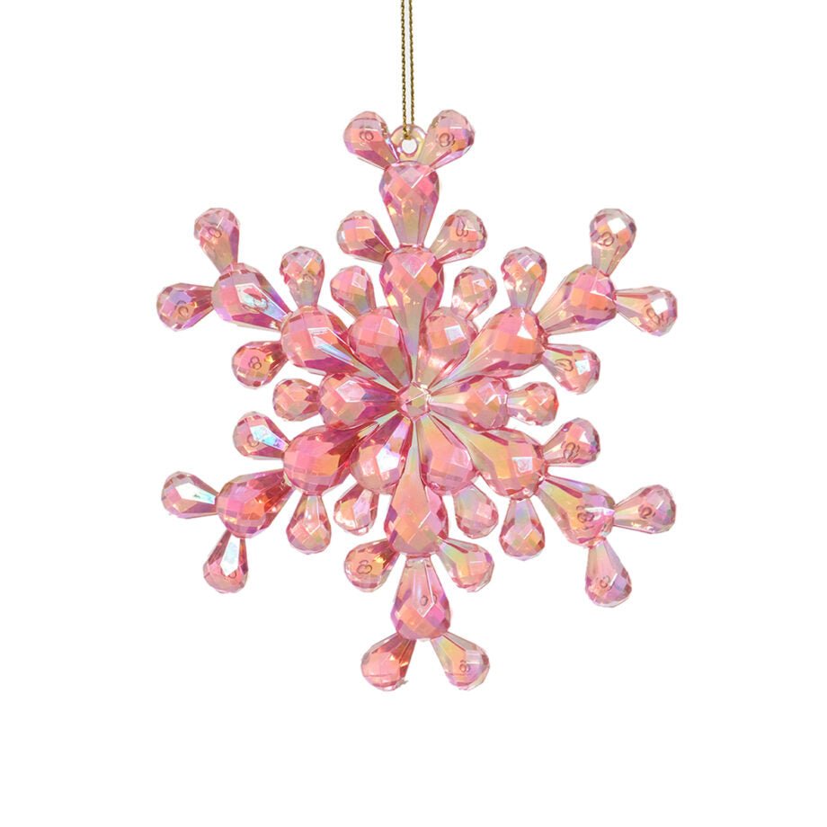 FLOCON DE NEIGE ROSE IRIDESCENT 12,7 CM (5 PO) - Créations Festives