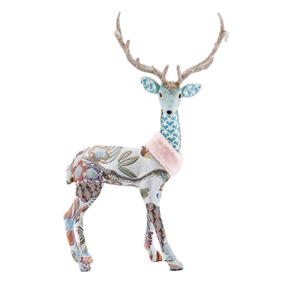 RENNE DEBOUT BLEU MOTIFS COMPLEXES 57 CM (22.5 PO) - Créations Festives