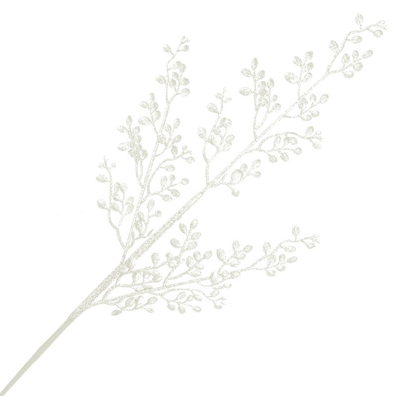 TIGE DE NOËL FEUILLES BLANCHES RONDES PAILLETTES 66 CM (26 PO) - Créations Festives