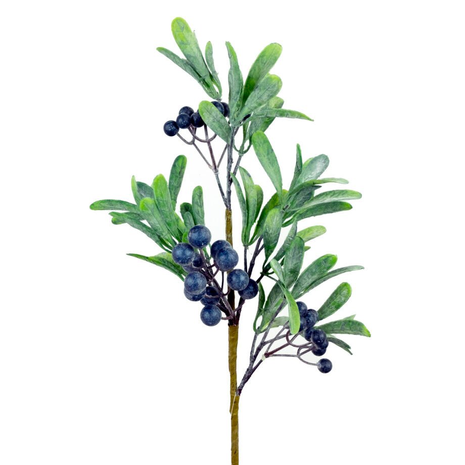 TIGE DE NOËL FEUILLES DE GUI ET BAIES BLEU 53 CM (21 PO) - Créations Festives