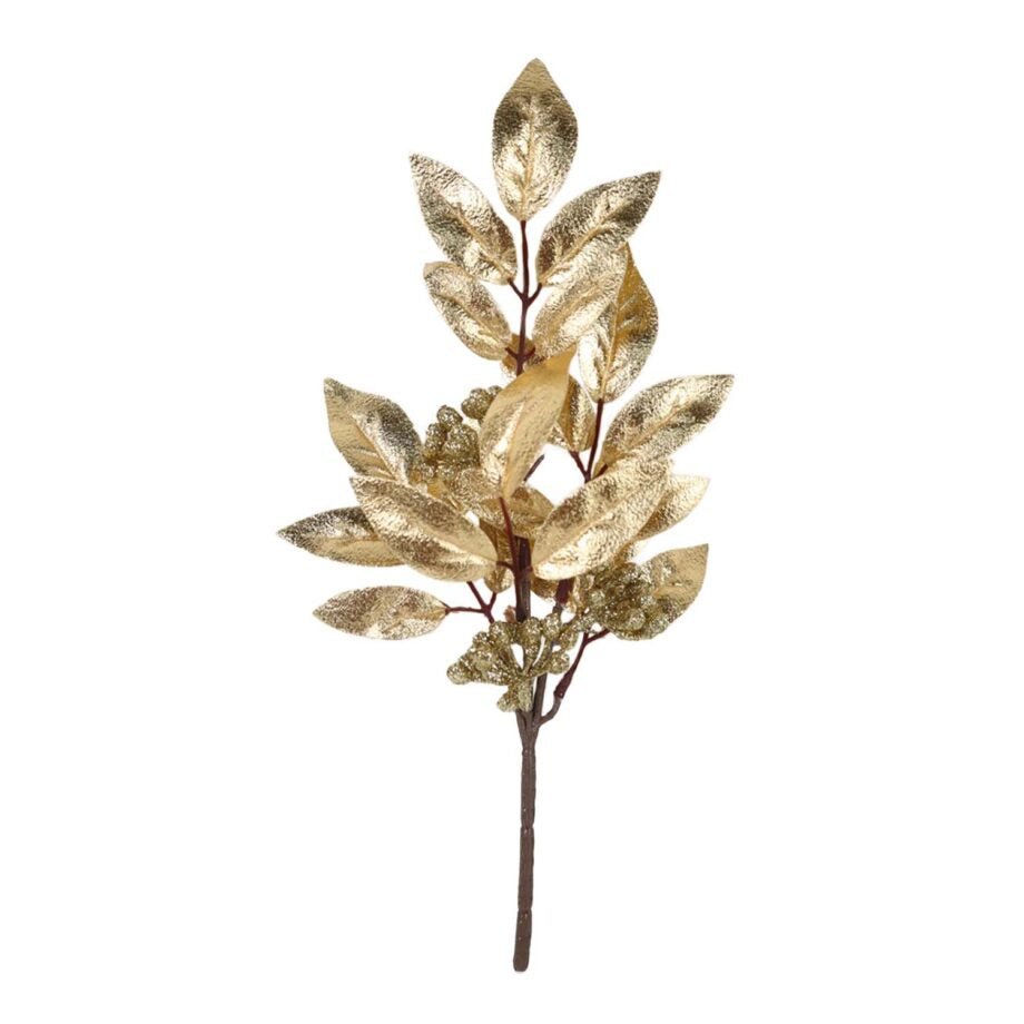 TIGE DE NOËL FEUILLES DORÉES 30 CM (12 PO) - Créations Festives