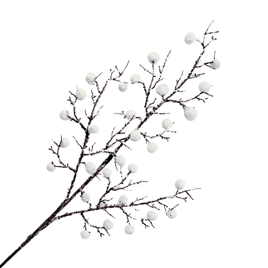 TIGE DE NOËL MINI BOULES DE NEIGE ET BRINDILLES BLANC ET PAILLETTES 81 CM (32 PO)) - Créations Festives