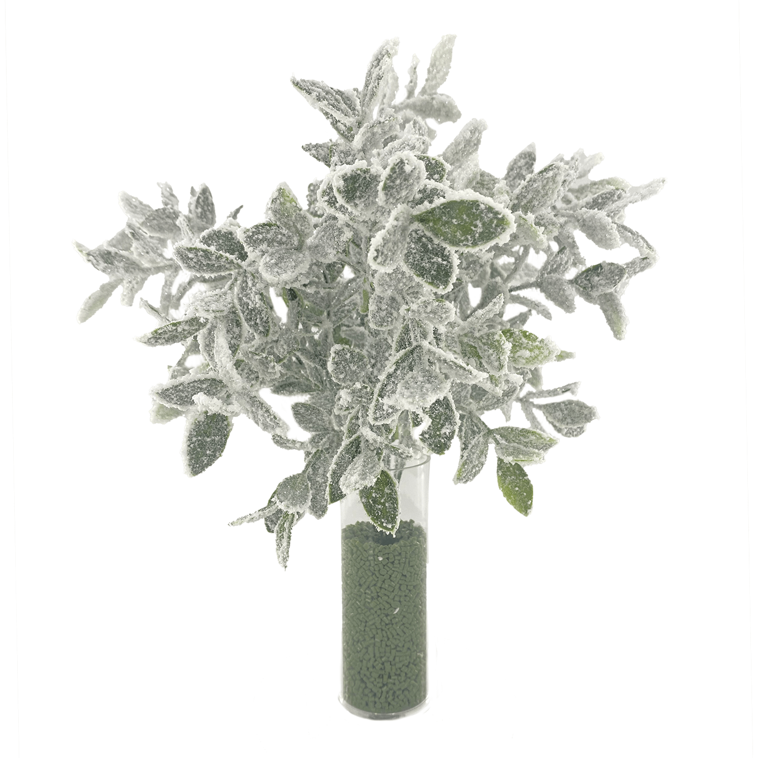 TIGE DE NOËL MINI FEUILLES VERTES GIVRÉES 35 CM (14 PO) - Créations Festives