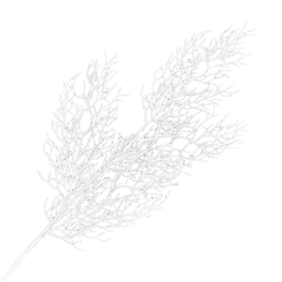 TIGE DE NOËL PLUMES EN BRINDILLES BLANC AVEC BRILLANTS 77 CM (30.5 PO) - Créations Festives